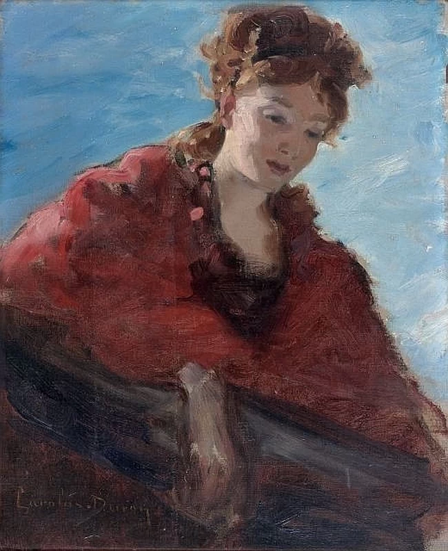 Studio di donna sul balcone